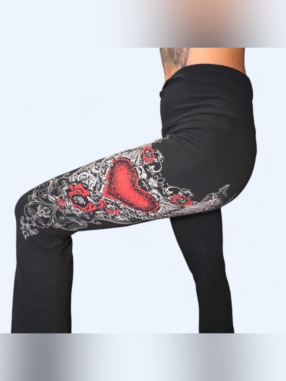 Grunge Black Rhinestone Flare Leggings by Urban X!